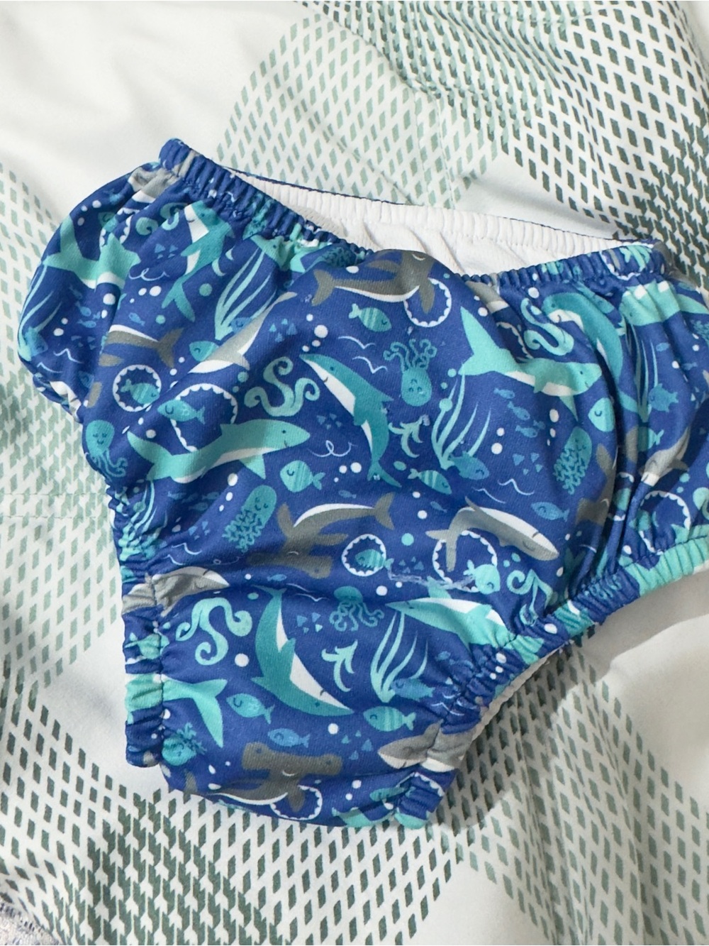 18M Kids Blue Ocean Print Swim Diaper